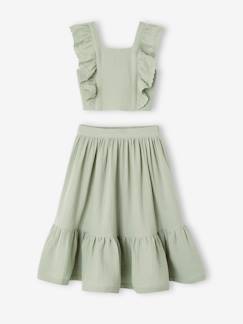 -Ensemble fille cérémonie blouse jupe à volant 