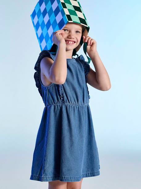 Robe fille denim manches à volants stone - vertbaudet enfant 