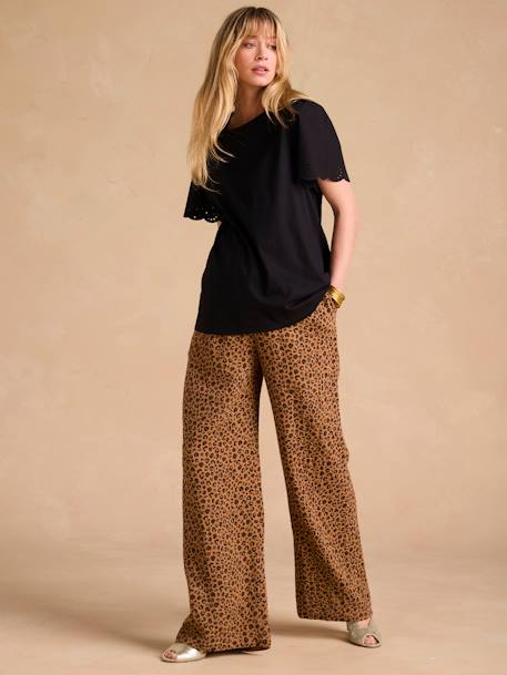 Zwangerschaps-T-shirt met twee stoffen ENVIE DE FRAISE met mouwen van kant zwart - vertbaudet enfant 