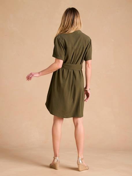 Robe chemise grossesse et allaitement kaki - vertbaudet enfant 