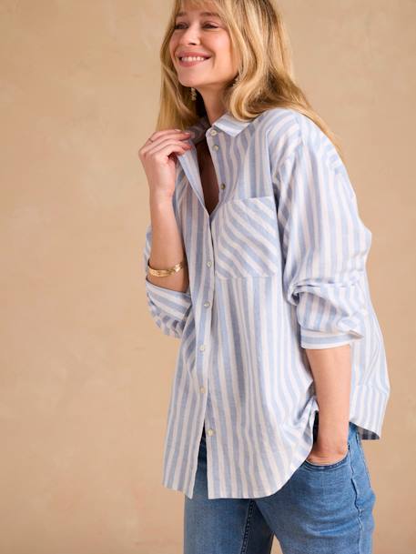 Gestroomde zwangerschaps- en voedingsblouse ENVIE DE FRAISE ecru - vertbaudet enfant 