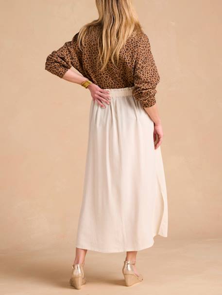 Jupe longue grossesse en viscose et lin beige - vertbaudet enfant 