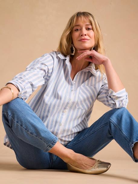 Gestroomde zwangerschaps- en voedingsblouse ENVIE DE FRAISE ecru - vertbaudet enfant 