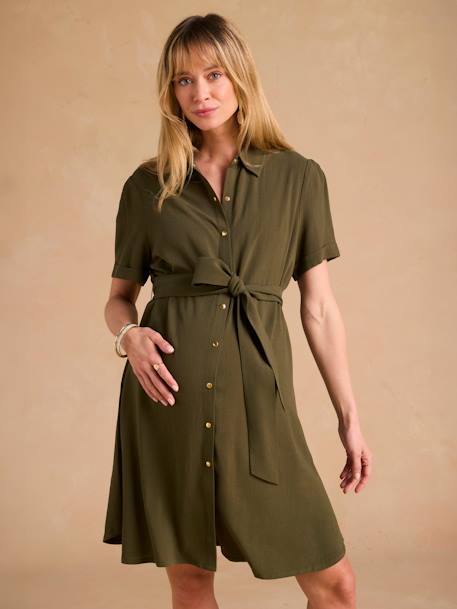 Robe chemise grossesse et allaitement kaki - vertbaudet enfant 