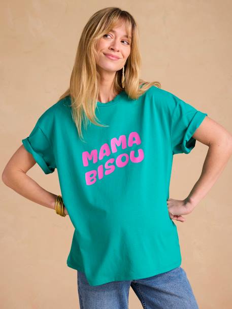 Zwangerschaps-T-shirt 'Mama bisou' ENVIE DE FRAISE groen - vertbaudet enfant 