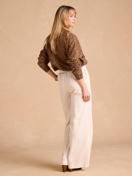 Pantalon de grossesse large matière légère avec lin beige - vertbaudet enfant 