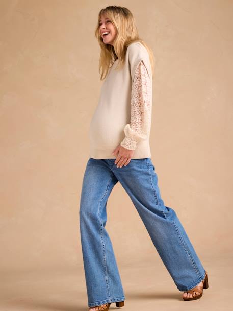 Pull grossesse bi-matière effet 2 en 1 beige - vertbaudet enfant 