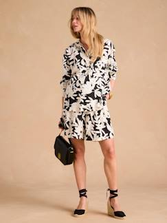 Vêtements de grossesse-Short-Ensemble grossesse chemise + short imprimé