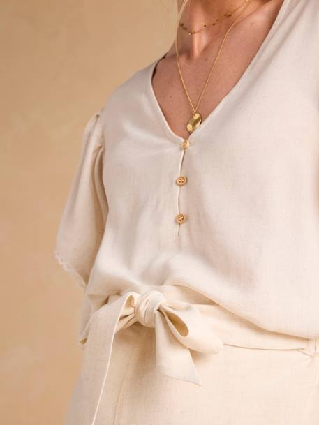 Blouse grossesse et allaitement avec lin beige - vertbaudet enfant 