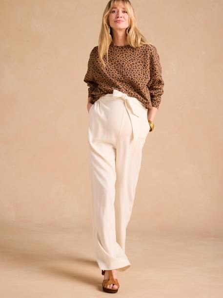 Pantalon de grossesse large matière légère avec lin beige - vertbaudet enfant 