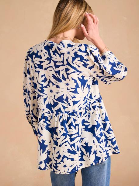 Blouse à fleurs grossesse et allaitement bleu roi - vertbaudet enfant 