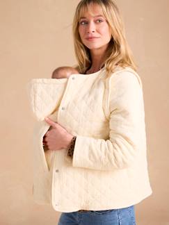 Vêtements de grossesse-Pull, gilet-Veste matelassée évolutive avec protège-bébé grossesse et post grossesse en gaze de coton