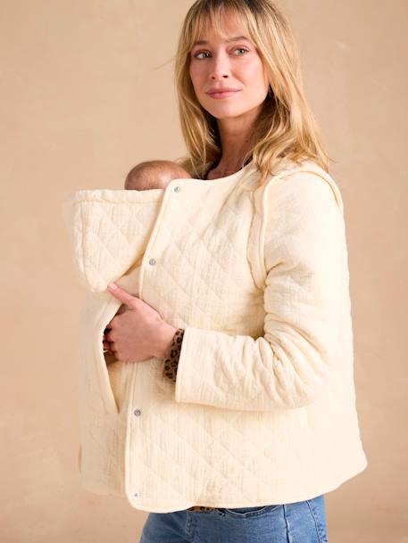 Veste matelassée évolutive avec protège-bébé grossesse et post grossesse en gaze de coton écru - vertbaudet enfant 