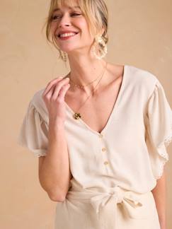 Vêtements de grossesse-Chemisier, tunique-Blouse grossesse et allaitement avec lin