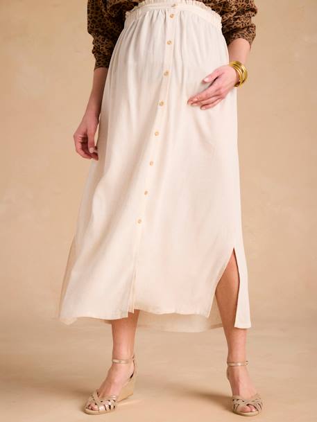 Jupe longue grossesse en viscose et lin beige - vertbaudet enfant 