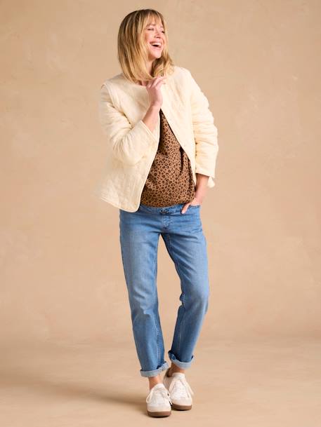 Veste matelassée évolutive avec protège-bébé grossesse et post grossesse en gaze de coton écru - vertbaudet enfant 