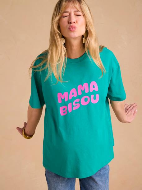 Zwangerschaps-T-shirt 'Mama bisou' ENVIE DE FRAISE groen - vertbaudet enfant 