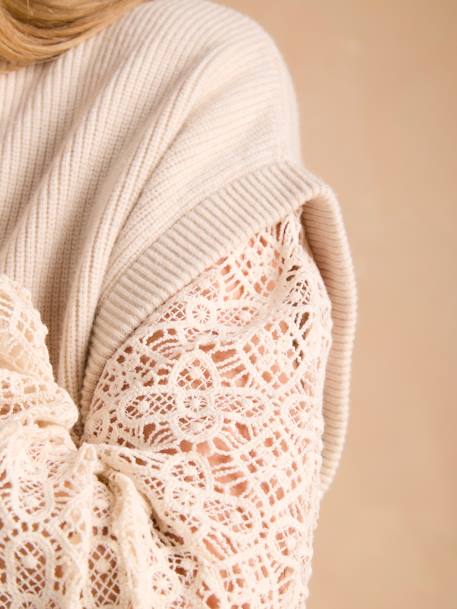 Pull grossesse bi-matière effet 2 en 1 beige - vertbaudet enfant 