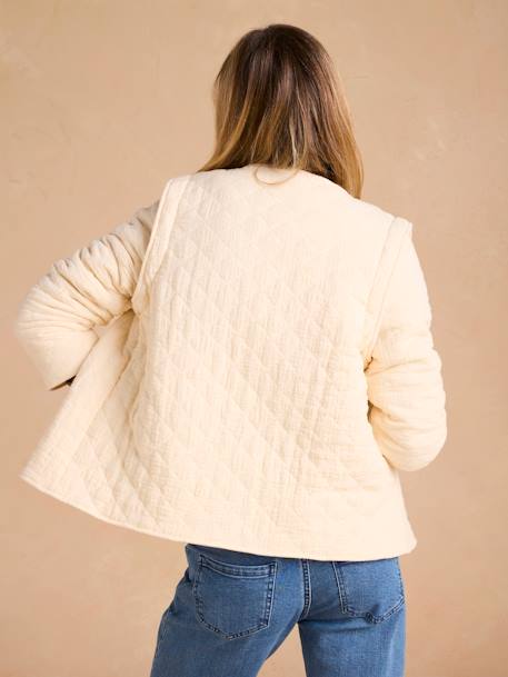 Veste matelassée évolutive avec protège-bébé grossesse et post grossesse en gaze de coton écru - vertbaudet enfant 