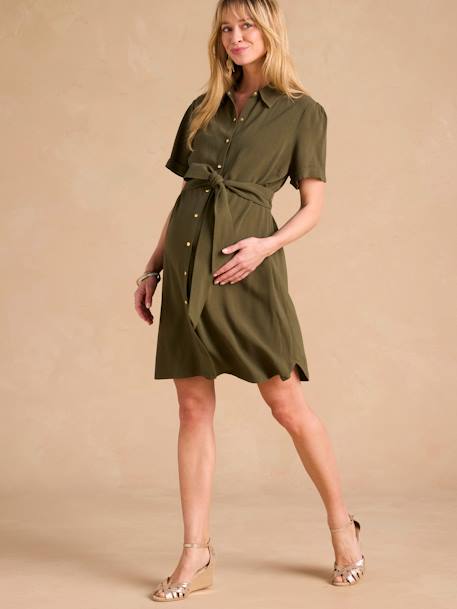 Robe chemise grossesse et allaitement kaki - vertbaudet enfant 