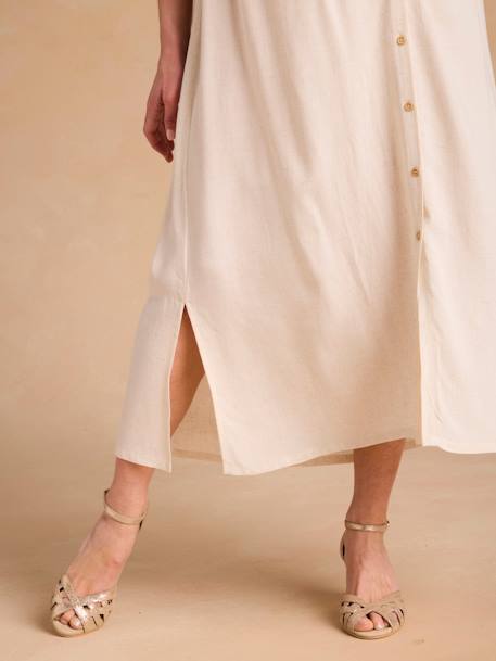 Jupe longue grossesse en viscose et lin beige - vertbaudet enfant 