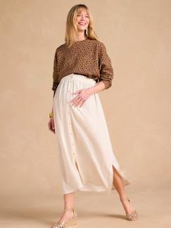 -Jupe longue grossesse en viscose et lin
