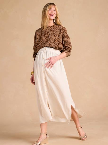 Jupe longue grossesse en viscose et lin beige - vertbaudet enfant 