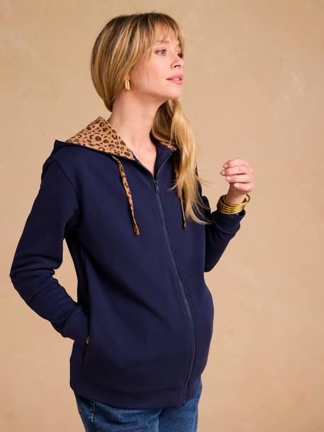 Sweat zippé évolutif avec protège-bébé marine - vertbaudet enfant 