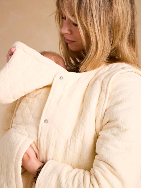 Veste matelassée évolutive avec protège-bébé grossesse et post grossesse en gaze de coton écru - vertbaudet enfant 