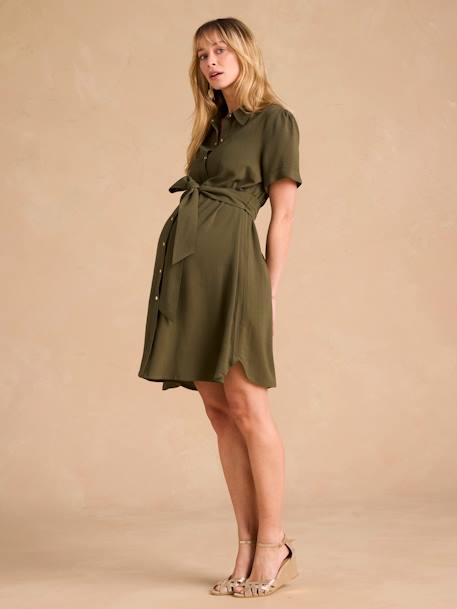 Robe chemise grossesse et allaitement kaki - vertbaudet enfant 