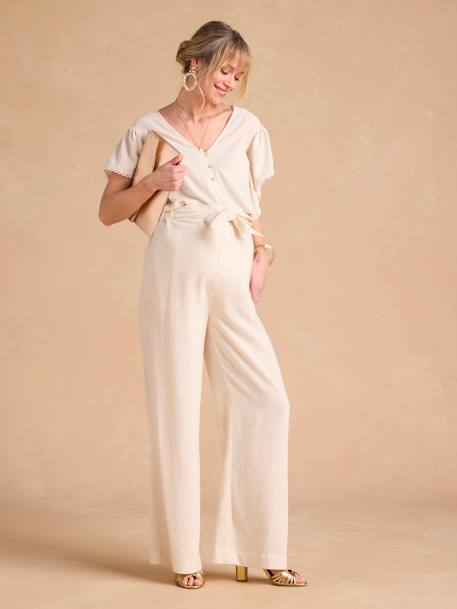 Blouse grossesse et allaitement avec lin beige - vertbaudet enfant 