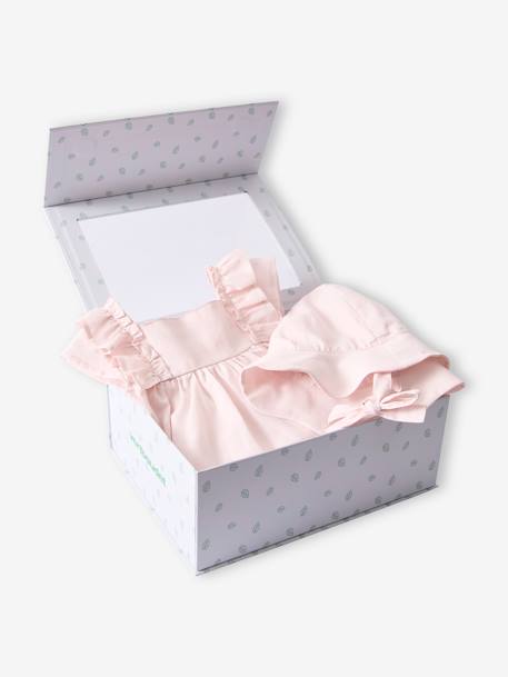 Ensemble robe et capeline bébé fille coffret cadeau rose pâle - vertbaudet enfant 