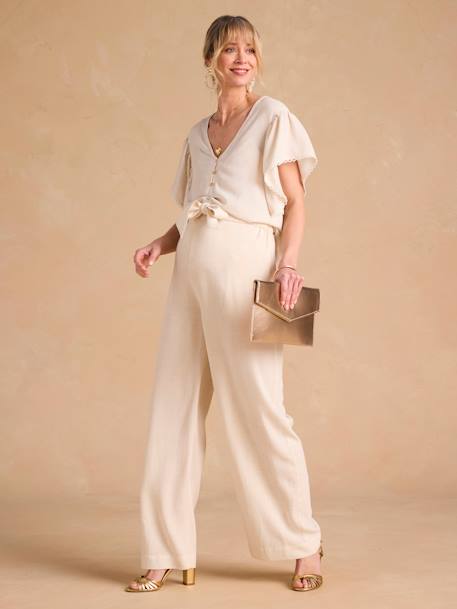 Blouse grossesse et allaitement avec lin beige - vertbaudet enfant 