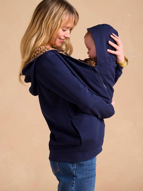 Sweat zippé évolutif avec protège-bébé marine - vertbaudet enfant 
