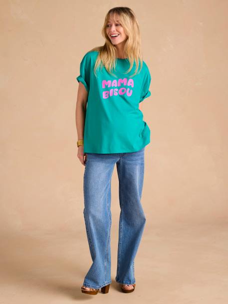 Zwangerschaps-T-shirt 'Mama bisou' ENVIE DE FRAISE groen - vertbaudet enfant 