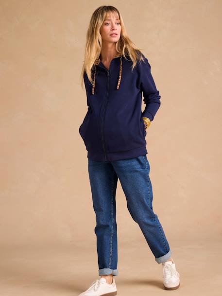 Sweat zippé évolutif avec protège-bébé marine - vertbaudet enfant 