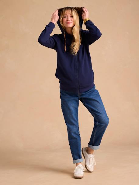 Evolutieve rits-sweatshirt met ENVIE DE FRAISE babybeschermer marineblauw - vertbaudet enfant 