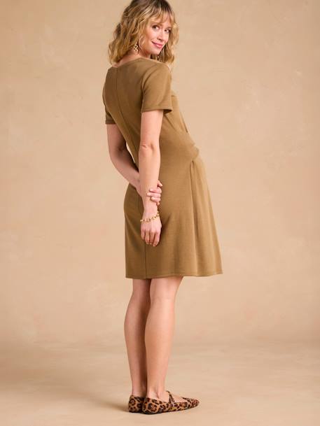 Robe courte grossesse bandeau noué devant olive - vertbaudet enfant 