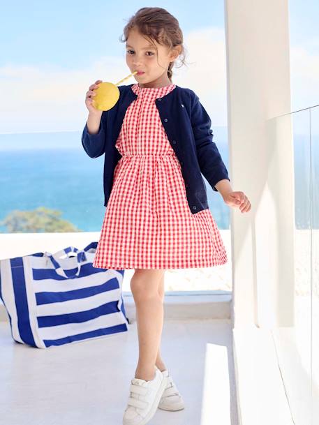 Fille-Robe fille en seersucker manches volantées