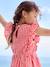 Robe fille en seersucker manches volantées blanc imprimé+carreaux rouge+vert sauge - vertbaudet enfant 