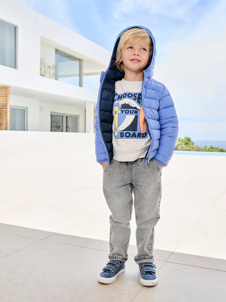 Doudoune garçon légère à capuche bleu+bleu jean+marine+noir+noisette+noix de pécan+rouge+vert émeraude - vertbaudet enfant 