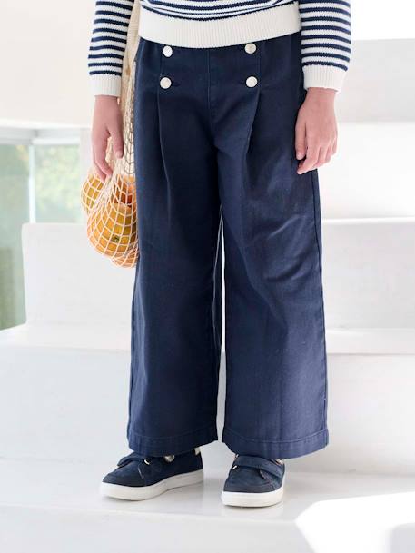 Pantalon fille large à pont marine+rouge - vertbaudet enfant 