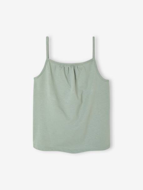 Lot de 3 débardeurs fille à fines bretelles écru+framboise+vert sauge - vertbaudet enfant 