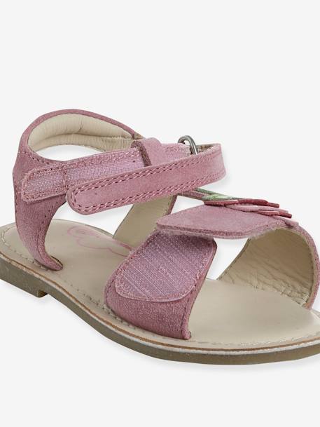 Leren sandalen met klittenband voor kinderen, collectie kleuterschool framboos - vertbaudet enfant 