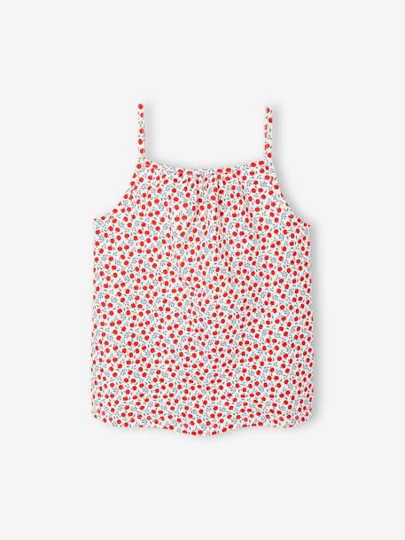 Lot de 3 débardeurs fille à fines bretelles écru+framboise+vert sauge - vertbaudet enfant 