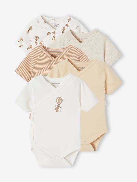 Lot de 5 bodies bébé manches courtes Montgolfière écru - vertbaudet enfant 