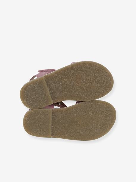 Leren sandalen met klittenband voor kinderen, collectie kleuterschool framboos - vertbaudet enfant 