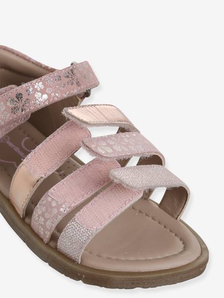 Leren sandalen voor kinderen met gesloten hiel, kleuterschoolcollectie veel roze - vertbaudet enfant 