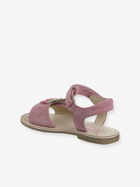 Leren sandalen met klittenband voor kinderen, collectie kleuterschool framboos - vertbaudet enfant 