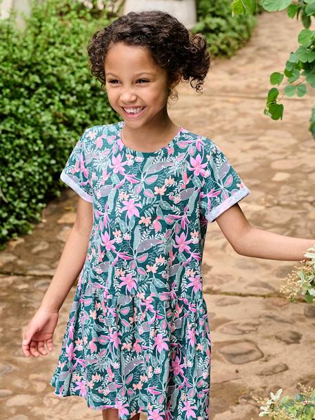 Fille-Robe imprimée fille manches courtes